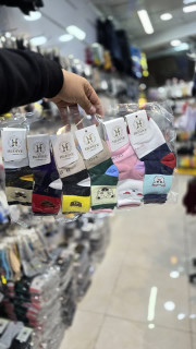 جوراب ساق بلند بچه گانه 12 طرح پاشنه پنجه رنگی هدیه کد 2600 (12جفتی)