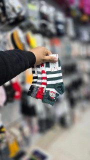 جوراب نیم ساق بچه گانه طرح بابانوئل کد 2923