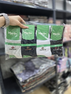 جوراب نیم ساق مردانه مرلین طرح لوزی ونوشته کد 2264