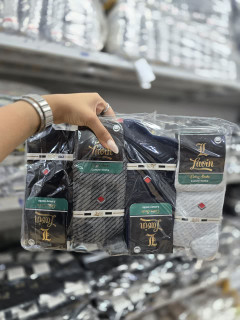 جوراب ساقدار مردانه نخی طرح خطی لوزی برند لاوین کد 1832