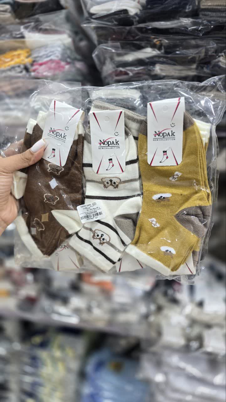جوراب نیم ساق بچه گانه نخ پنبه اعلا سایز 4 طرح متنوع کد 2983